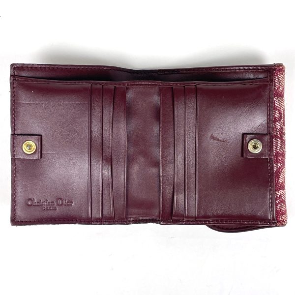 1000066218479 16 Christian Dior Trotter Pattern Canvas Bifold Wallet Saddle Coin Purse Red