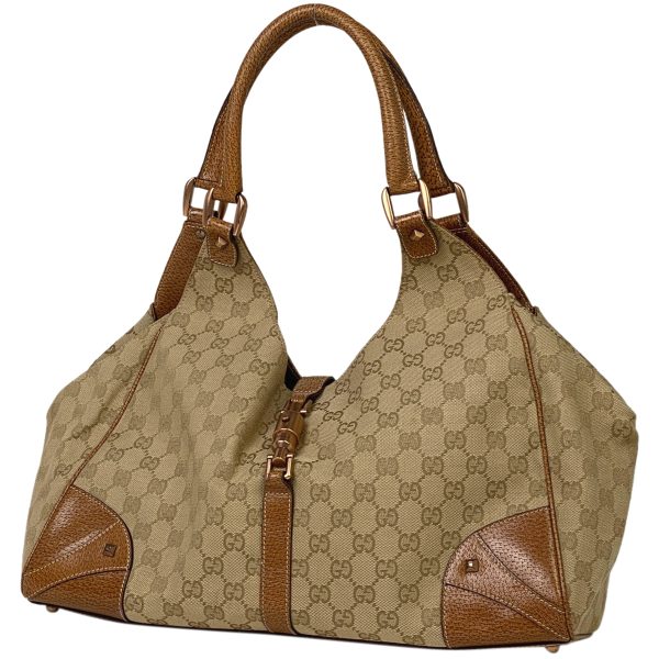 1000066236527 11 Gucci New Jackie Line Handbag GG Pattern Shoulder Bag GG Canvas Brown