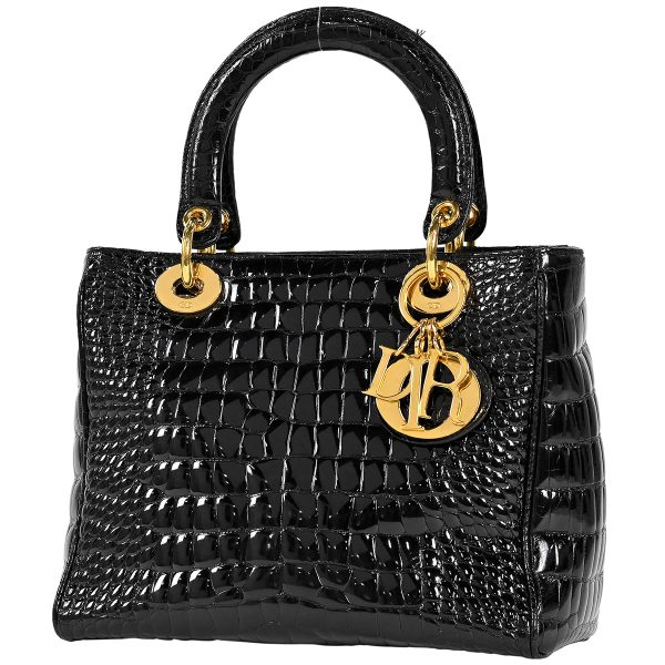 1000066238408 01 Christian Dior Lady Dior Crocodile Handbag Black