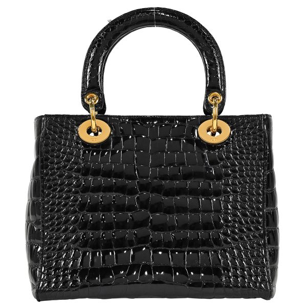 1000066238408 03 Christian Dior Lady Dior Crocodile Handbag Black