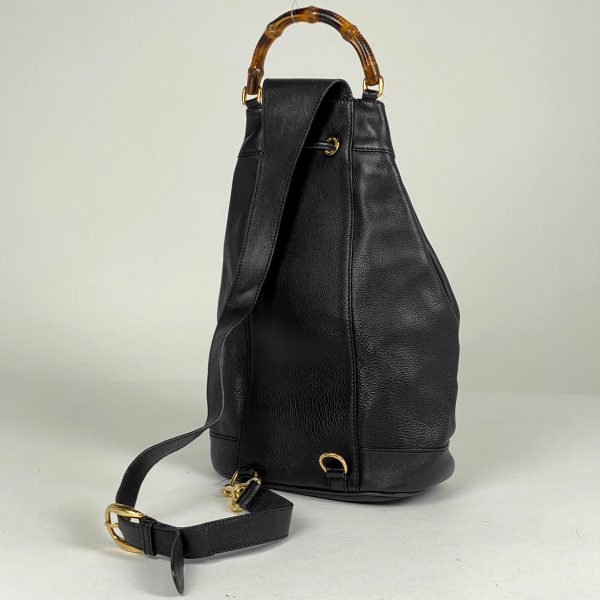 1000066398966 12 Gucci Bamboo Shoulder Bag Body Bag Drawstring Leather Black