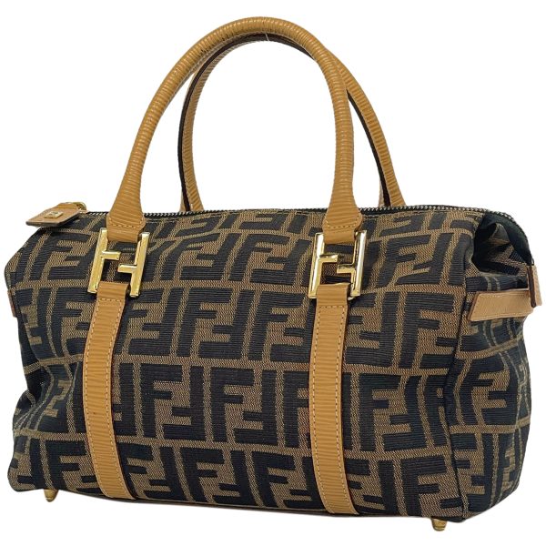 1000066403622 11 Fendi Zucca Pattern Handbag Mini Boston Canvas Brown