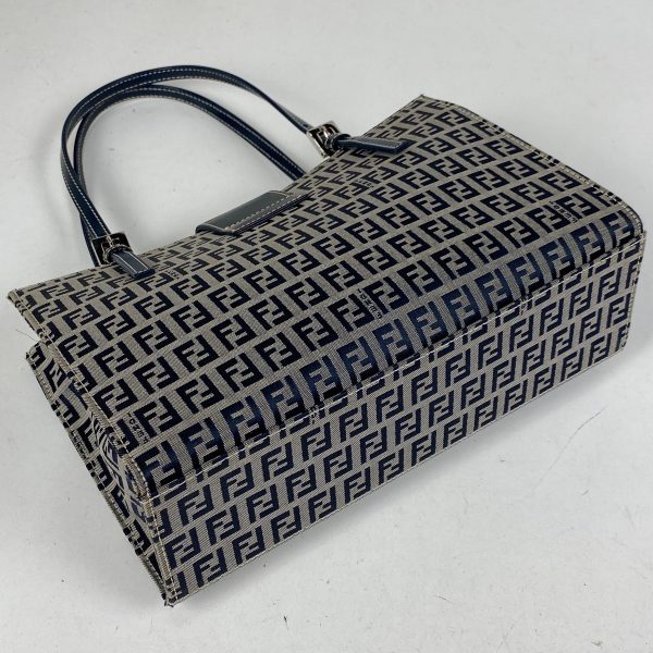 1000066411092 12 Fendi Zucchino Pattern Shoulder Bag Tote Canvas Navy