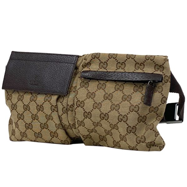 1000066427260 11 Gucci GG Pattern Waist Pouch Body Bag GG Canvas Brown