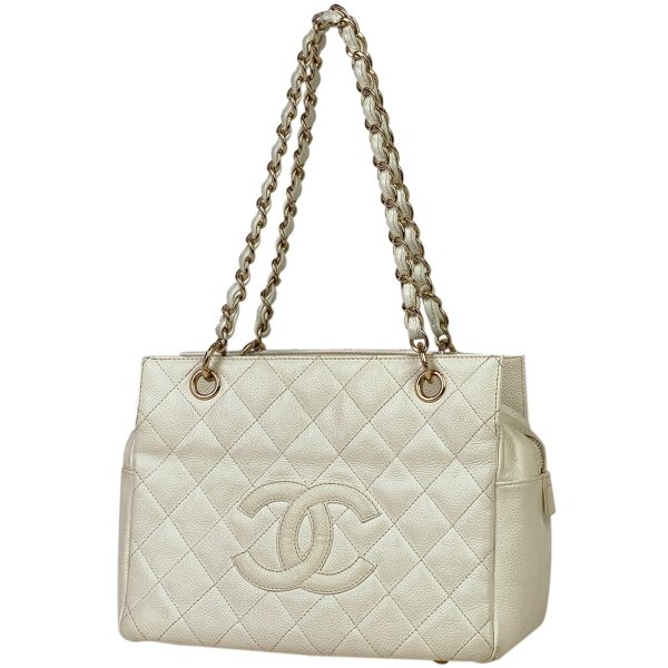 1000066467235 11 Chanel Coco Mark Chain Tote Bag Matelasse Handbag Caviar Skin White