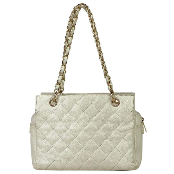 1000066467235 13 Chanel Coco Mark Chain Tote Bag Matelasse Handbag Caviar Skin White