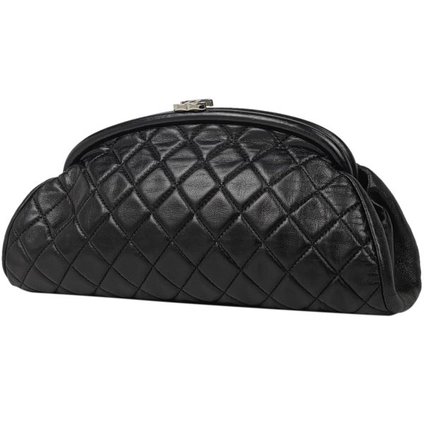 1000066478972 11 Chanel Cocomark Clutch Bag Matelasse Clasp Leather Black