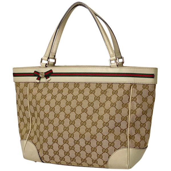 1000066538898 11 Gucci Maywear Tote Bag Sherry Line Web Handbag GG Canvas Beige