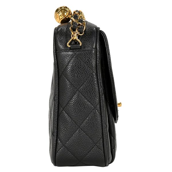 1000066713134 02 Chanel Cocomark Chain Shoulder Bag Matelasse Caviar Skin Black