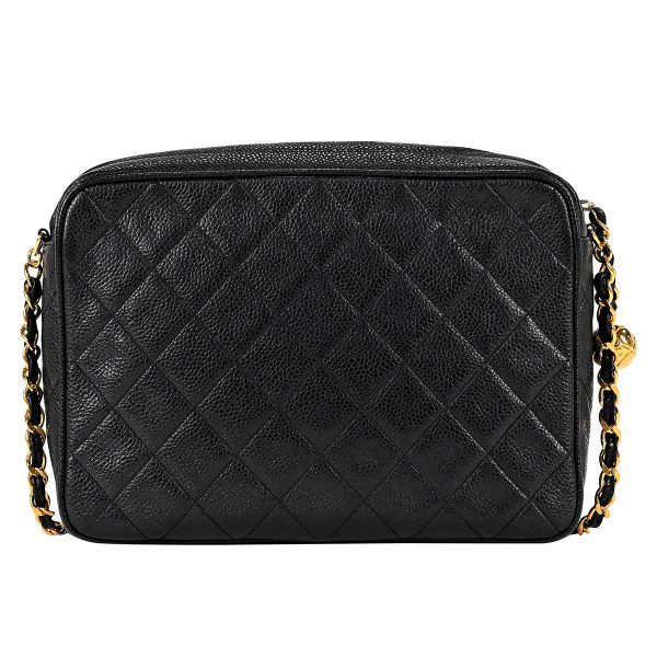 1000066713134 03 Chanel Cocomark Chain Shoulder Bag Matelasse Caviar Skin Black