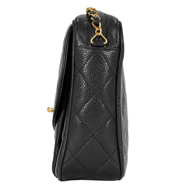 1000066713134 04 Chanel Cocomark Chain Shoulder Bag Matelasse Caviar Skin Black