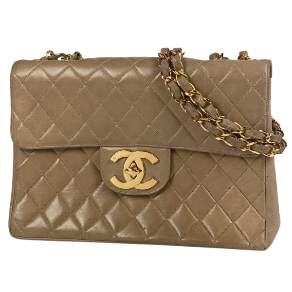 1000066787241 11 Chanel Deca Matelasse Single Flap Chain Shoulder Bag Coco Mark Leather Beige