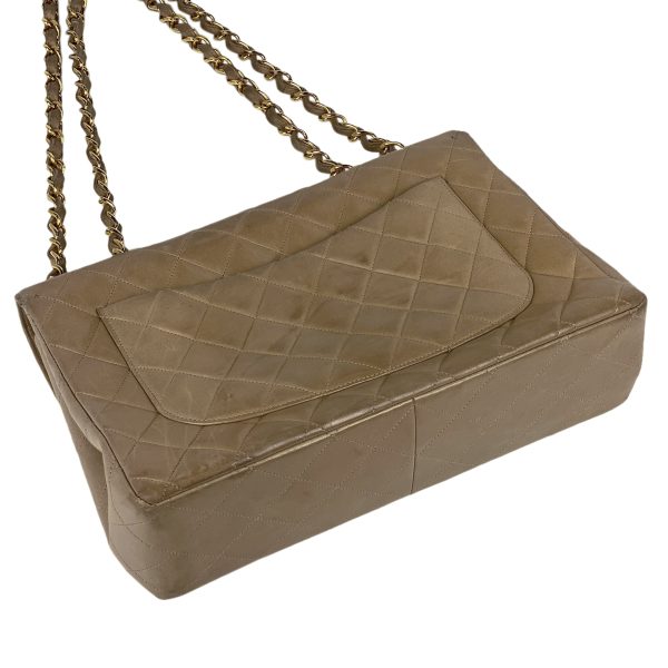 1000066787241 12 Chanel Deca Matelasse Single Flap Chain Shoulder Bag Coco Mark Leather Beige