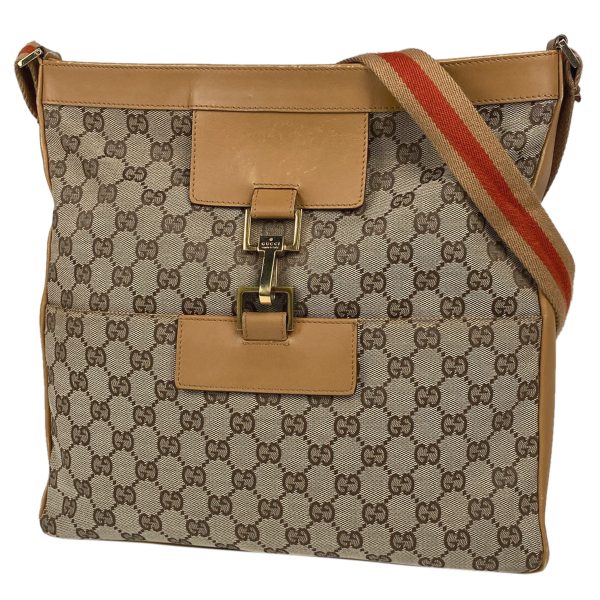 1000066795529 11 Gucci GG Pattern Shoulder Bag Sherry Line Web GG Canvas Beige