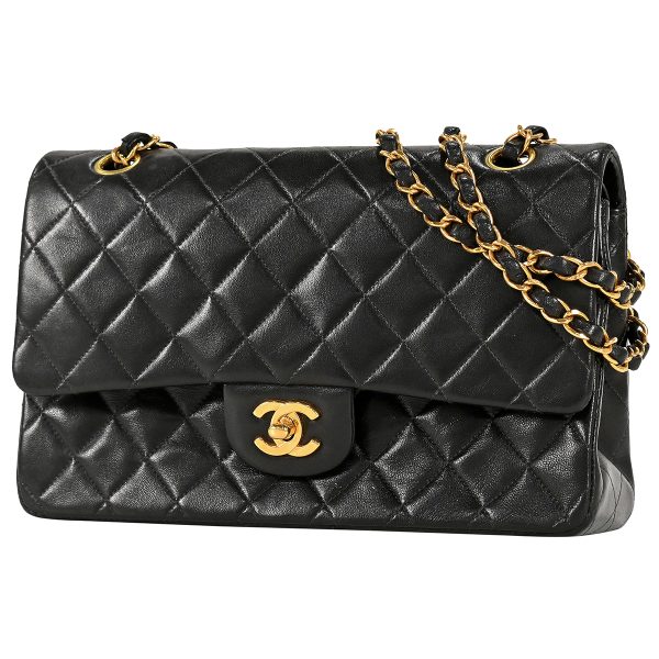 1000066807925 01 Chanel Matelasse W Flap Chain Shoulder Bag Coco Mark Leather Black