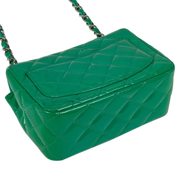 1000066846047 12 Chanel Mini Matelasse Single Flap Chain Shoulder Bag Coco Mark Enamel Patent Leather Green