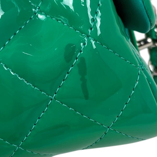 1000066846047 15 Chanel Mini Matelasse Single Flap Chain Shoulder Bag Coco Mark Enamel Patent Leather Green