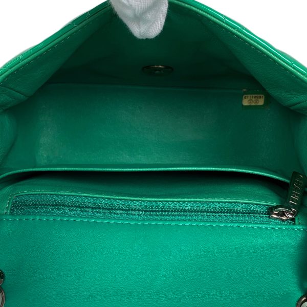 1000066846047 20 Chanel Mini Matelasse Single Flap Chain Shoulder Bag Coco Mark Enamel Patent Leather Green