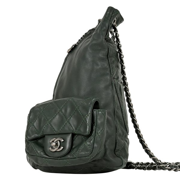 1000066846115 02 Chanel Coco Mark Chain Rucksack Backpack Daypack Rucksack Leather Green