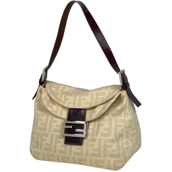 1000066889075 11 Fendi Zucca Pattern Canvas Shoulder Bag Beige