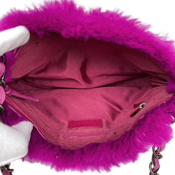 1000066909018 19 Chanel Coco Mark Chain Shoulder Bag Rabbit Fur Shoulder Bag Leather Pink