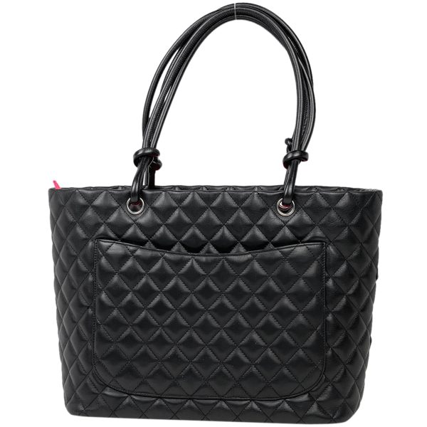 1000066914241 13 Chanel Cambon Line Large Tote Bag Coco Mark Leather Black