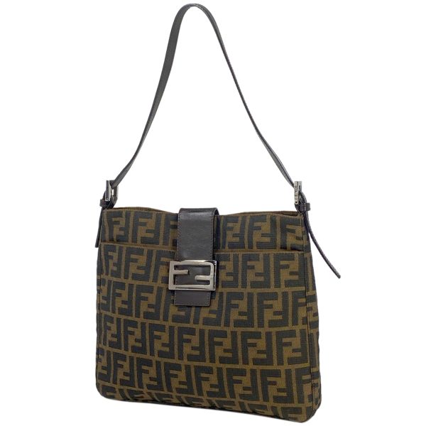 1000067024086 11 Fendi Zucca Pattern One Shoulder Canvas Shoulder Bag Brown