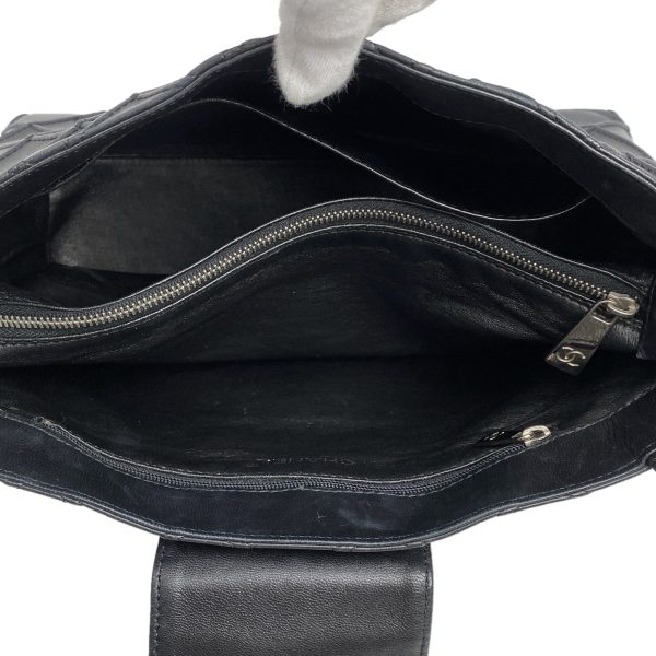 1000067045838 22 Chanel Cosmos Line Shoulder Bag Coco Mark Leather Black