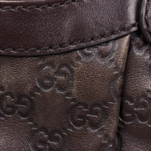 1000067074692 13 Gucci Sookie Handbag GG Pattern Signature Shima Leather Brown