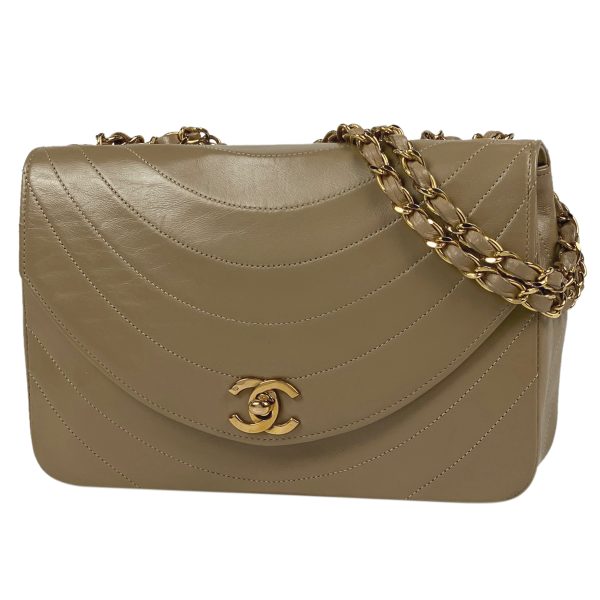 1000067080655 11 Chanel Coco Mark Chain Shoulder Bag W Chain Leather Beige