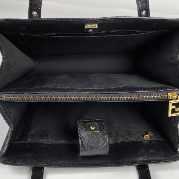 1000067081751 18 Fendi Zucca Logo Leather 2WAY Shoulder Bag Black