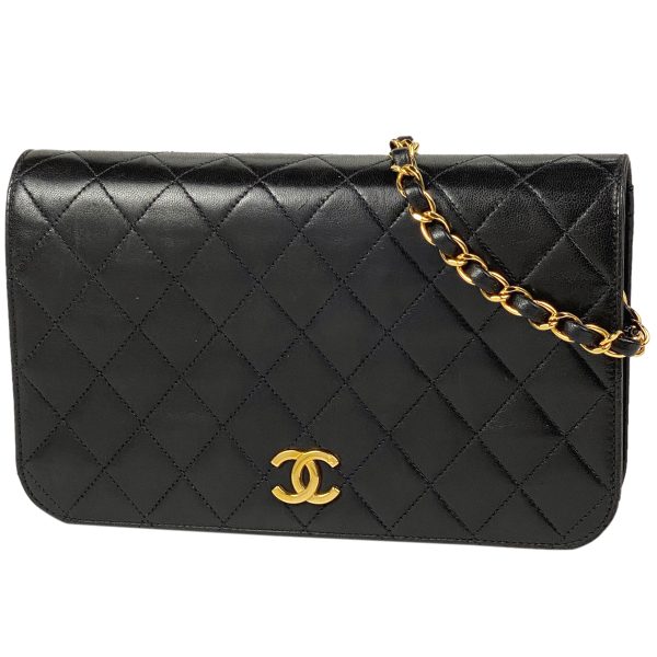 1000067193430 11 Chanel Matelasse Single Flap Chain Shoulder Bag Coco Mark Push Lock Leather Black