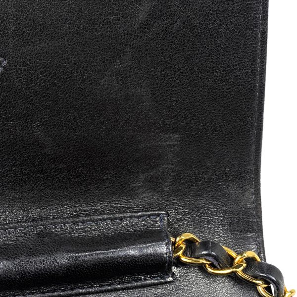 1000067193430 18 Chanel Matelasse Single Flap Chain Shoulder Bag Coco Mark Push Lock Leather Black