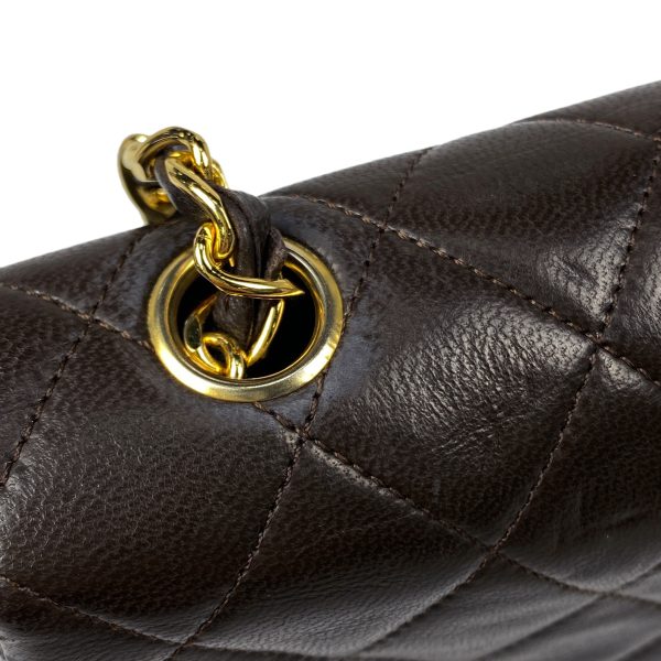 1000067521417 18 Chanel Matelasse Single Flap Chain Coco Mark Shoulder Bag Leather Dark Brown