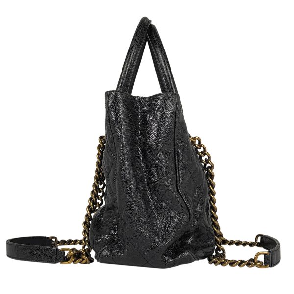 1000067604561 12 Chanel Coco Mark Chain Shoulder Bag Matelasse Shoulder Bag Caviar Skin Black