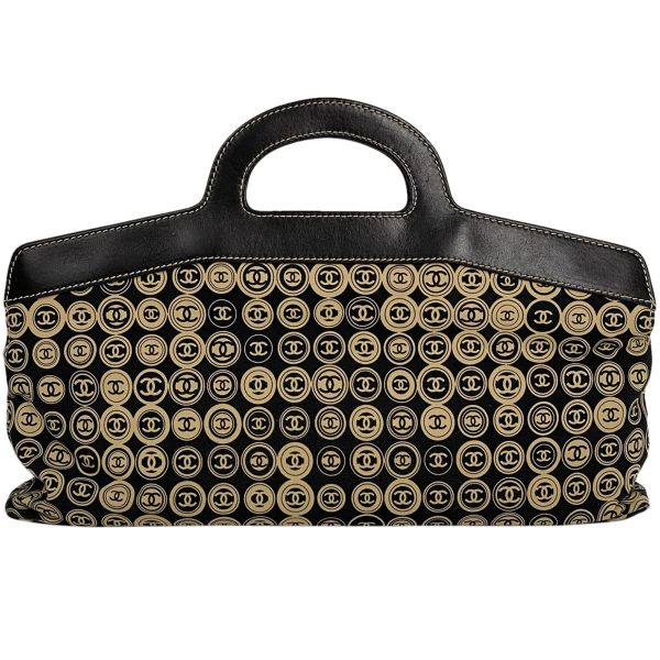 1000067748494 13 Chanel Cocomark Handbag All Over Pattern Jersey Black Beige