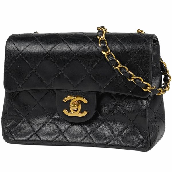 1000067774325 11 Chanel Mini Matelasse Single Flap Chain Shoulder Bag Coco Mark Leather Black