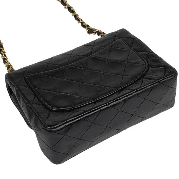 1000067774325 12 Chanel Mini Matelasse Single Flap Chain Shoulder Bag Coco Mark Leather Black