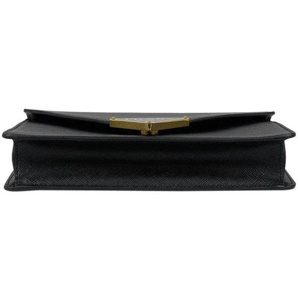 1000067799021 14 Prada Logo Plate Clutch Shoulder Bag Nero Black