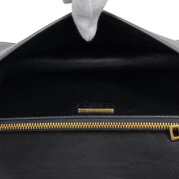 1000067799021 19 Prada Logo Plate Clutch Shoulder Bag Nero Black