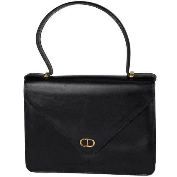 1000067902018 11 Christian Dior Logo Push Lock Leather Handbag Black