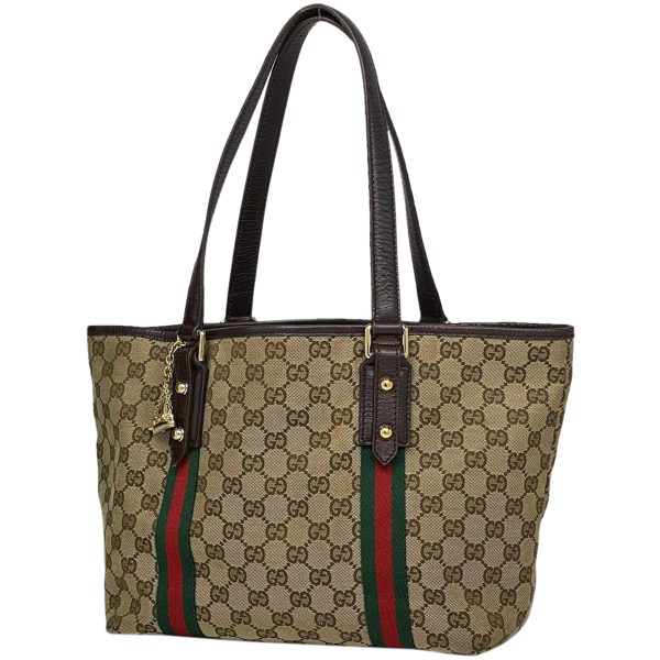 1000068082429 11 Gucci GG Pattern Tote Bag Sherry Line Web GG Canvas Beige