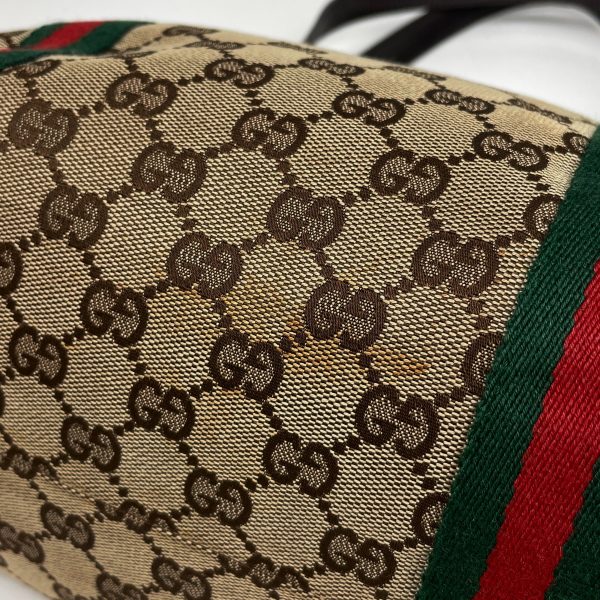 1000068082429 13 Gucci GG Pattern Tote Bag Sherry Line Web GG Canvas Beige