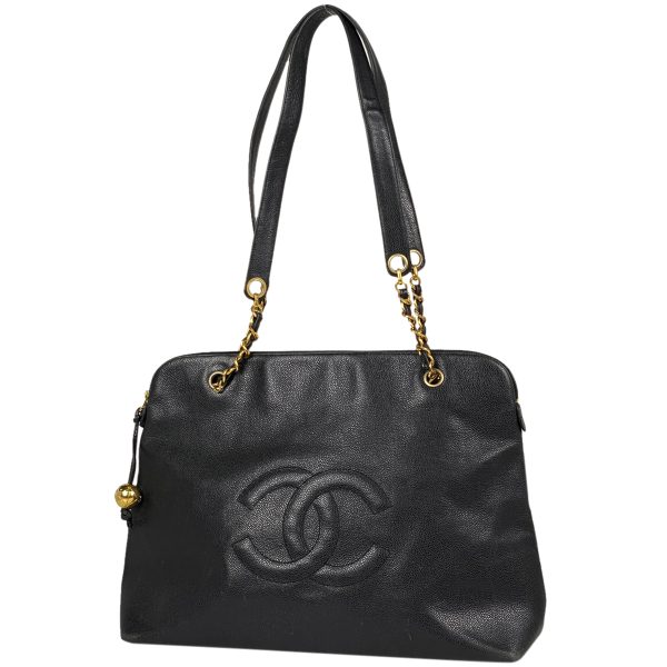 1000068185564 11 Chanel Coco Mark Chain Tote Bag Shoulder Bag Tote Bag Caviar Skin Black