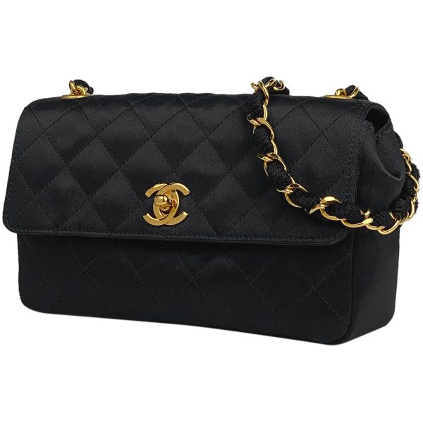 1000068206689 11 Chanel Cocomark Chain Shoulder Bag Matelasse Satin Black