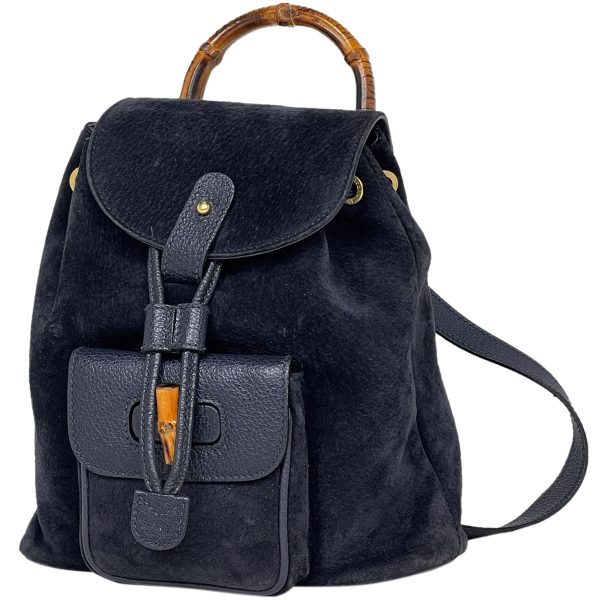 1000068217036 11 Gucci Bamboo Mini Rucksack Backpack Bamboo Suede Navy