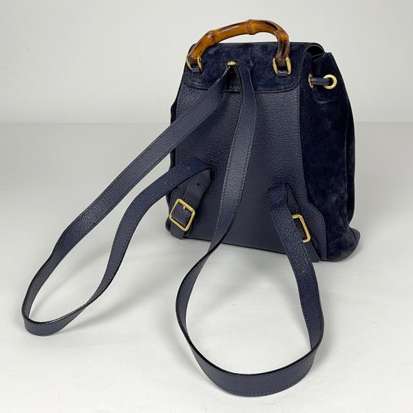 1000068217036 12 Gucci Bamboo Mini Rucksack Backpack Bamboo Suede Navy