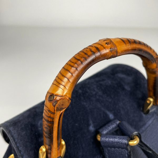 1000068217036 16 Gucci Bamboo Mini Rucksack Backpack Bamboo Suede Navy