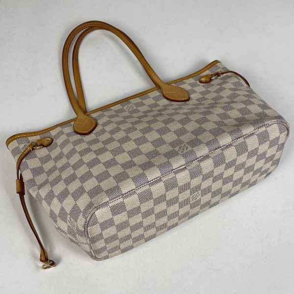 1000068235498 12 Louis Vuitton Neverfull PM Handbag Damier Azur White