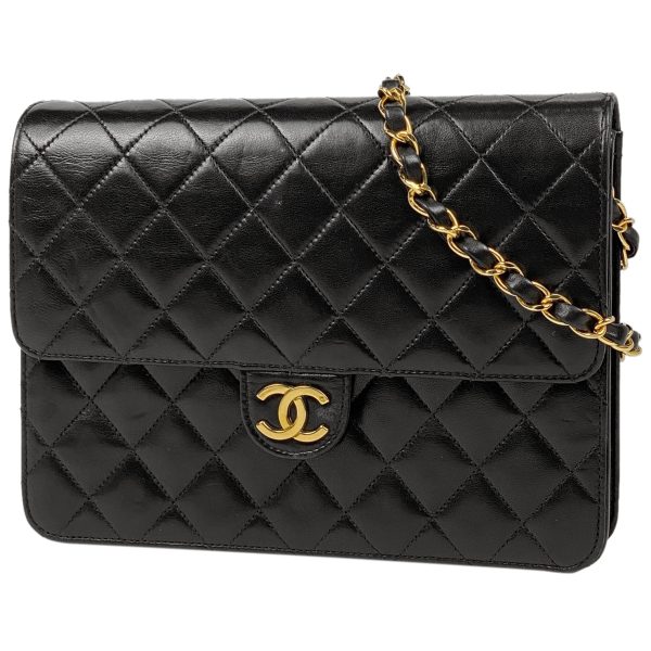 1000068235795 11 Chanel Matelasse Single Flap Chain Shoulder Bag Coco Mark Push Lock Leather Black